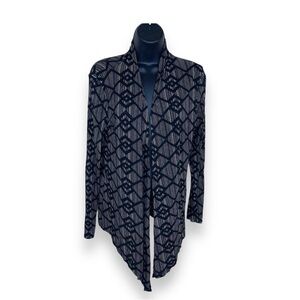 SMALL DEB BLACK BEIGE GEOMETRIC PRINT SHRUG LONG SLEEVE LIGHTWEIGHT